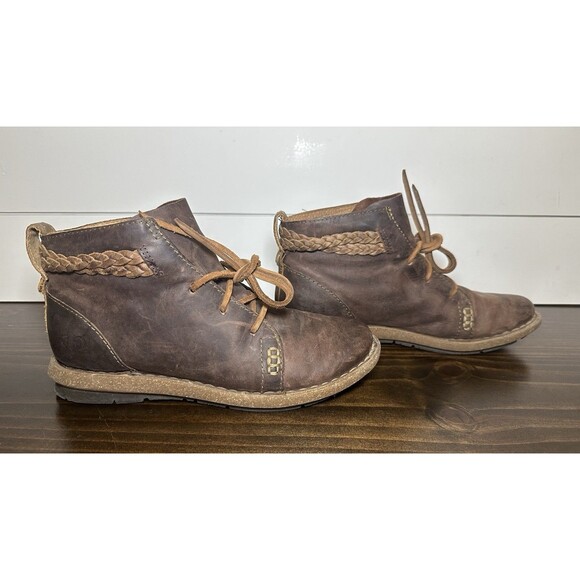 Born Temple Booties Leather Distressed Brown Ankle Lace Up Boots Women's‎ 9 - Picture 4 of 13